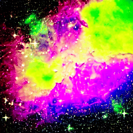 retro 3D glasses floating in deep space nebula
