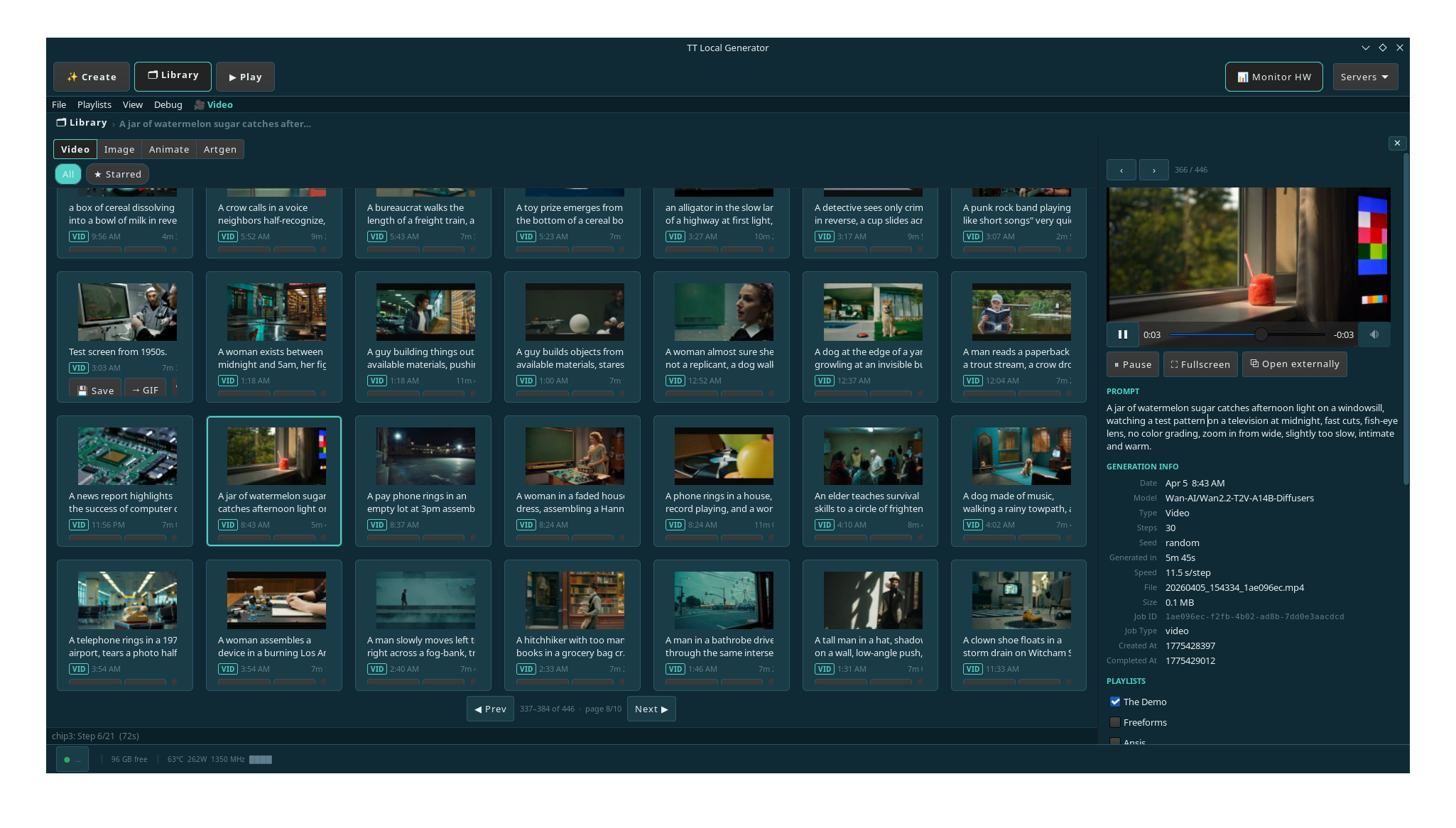 tt-local-generator — browse your whole library with an inline player and full generation metadata