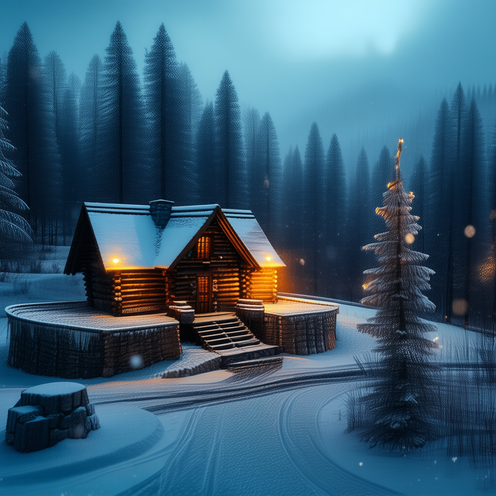 Stable Diffusion XL image generation — snowy cabin